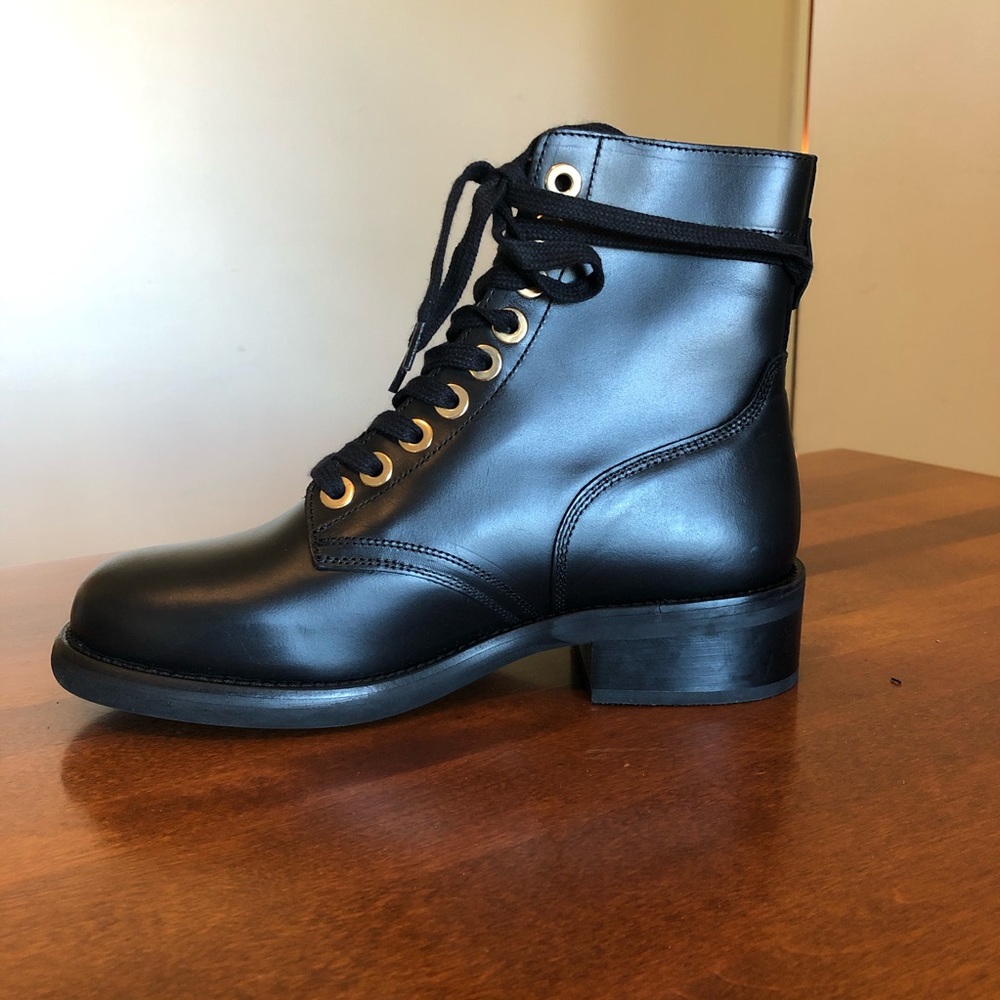 SANDRO PARIS | Lace up leather combat biker boot - Picture 4 of 12